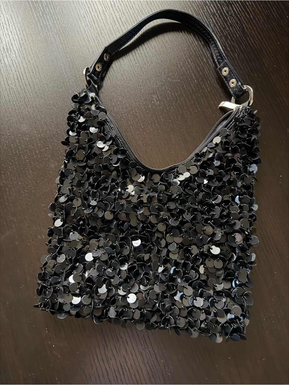Black Sequin Shoulder Bag